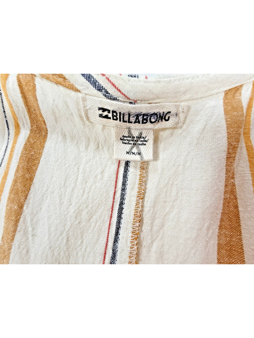 Billabong Light The Night Overalls Womens M Striped Utility Bib Jumpsuit Zip - Picture 7 of 14